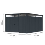 KOVINSKA VRTNA HIŠKA KARIBU OSTEN 3.5 ANTRACIT 330X220X215 - slika 2