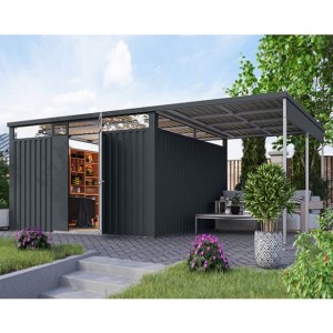 KOVINSKA VRTNA HIŠKA KARIBU OSTEN 3.5 ANTRACIT 330X330X215