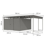 KOVINSKA VRTNA HIŠKA KARIBU OSTEN 3.5 SIV ALUMINIJ 330X330X215 - slika 2