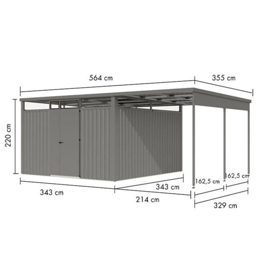 KOVINSKA VRTNA HIŠKA KARIBU OSTEN 3.5 SIV ALUMINIJ 330X330X215 - slika 2
