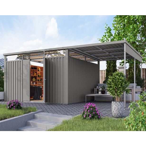 KOVINSKA VRTNA HIŠKA KARIBU OSTEN 3.5 SIV ALUMINIJ 330X330X215 KOVINSKA VRTNA HIŠKA KARIBU OSTEN 3.5 SIV ALUMINIJ 330X330X215