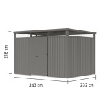 KOVINSKA VRTNA HIŠKA KARIBU OSTEN 3 ALUMINIJ 330X220X215 - slika 2