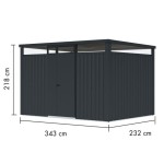 KOVINSKA VRTNA HIŠKA KARIBU OSTEN 3 ANTRAZIT 330X220X215 - slika 2