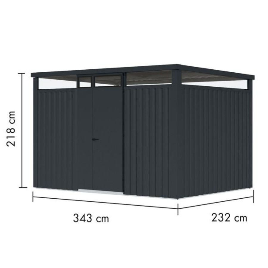 KOVINSKA VRTNA HIŠKA KARIBU OSTEN 3 ANTRAZIT 330X220X215 - slika 2