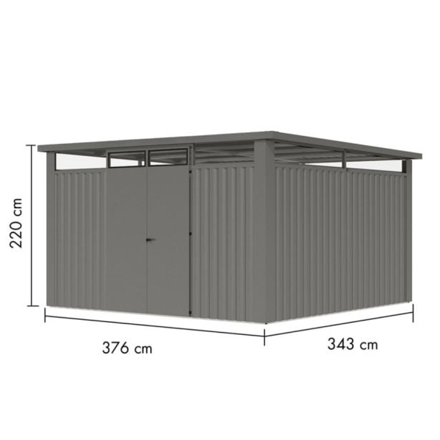 KOVINSKA VRTNA HIŠKA KARIBU OSTEN 4 SIV ALUMINIJ 370X330X215 - slika 2