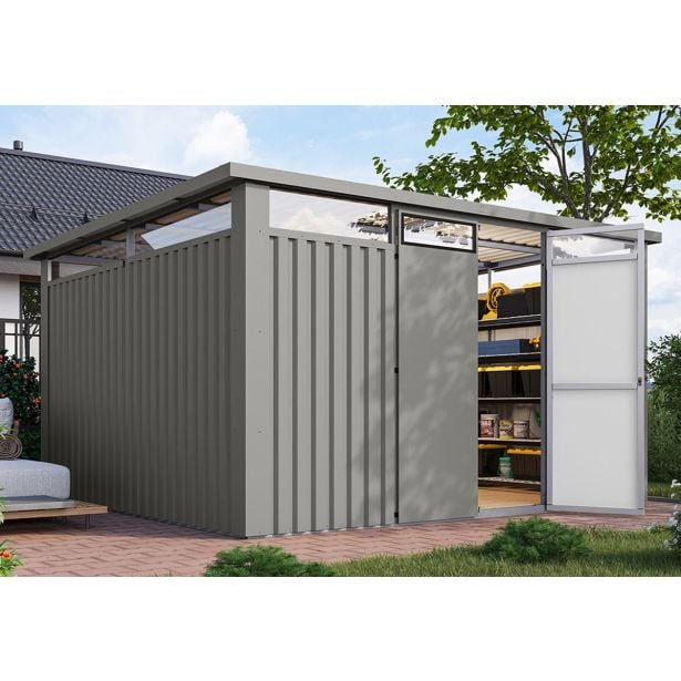 KOVINSKA VRTNA HIŠKA KARIBU OSTEN 4 SIV ALUMINIJ 370X330X215 KOVINSKA VRTNA HIŠKA KARIBU OSTEN 4 SIV ALUMINIJ 370X330X215