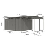 KOVINSKA VRTNA HIŠKA KARIBU OSTEN 4 SIV ALUMINIJ 370X330X215 - slika 2