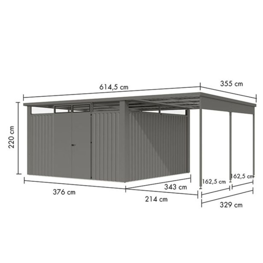 KOVINSKA VRTNA HIŠKA KARIBU OSTEN 4 SIV ALUMINIJ 370X330X215 - slika 2
