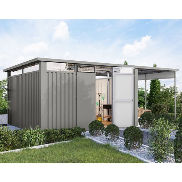 KOVINSKA VRTNA HIŠKA KARIBU OSTEN 4 SIV ALUMINIJ 370X330X215 KOVINSKA VRTNA HIŠKA KARIBU OSTEN 4 SIV ALUMINIJ 370X330X215