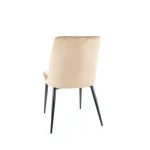 Kovinski jedilni stol BILL . Kovinski jedilni stol BILL je izdelan iz trpežne ter nežne na dotik velvet tkanine. Ogrodje je narejeno iz čvrste kovine v