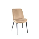 Kovinski jedilni stol BILL . Kovinski jedilni stol BILL je izdelan iz trpežne ter nežne na dotik velvet tkanine. Ogrodje je narejeno iz čvrste kovine v