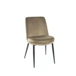 Kovinski jedilni stol BILL . Kovinski jedilni stol BILL je izdelan iz trpežne ter nežne na dotik velvet tkanine. Ogrodje je narejeno iz čvrste kovine v