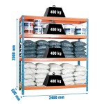 KOVINSKI REGAL 200X240X60 CM  S 4 POLICAMI NOSILNOST NA POLICO 400KG - slika 7