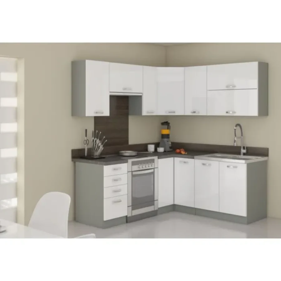 Kuhinja ELITE 190 x 170 cm . Kuhinja ELITE 190 x 170 cm je kuhinja, katera bo prinesla svežino v vaš dom. Dobavljiva v več barvah. Možnost dobave tudi