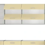 Kuhinja ELITE 265 x 330 cm . Kuhinjski blok ELITE 265 x 330 cm je dobavljiv v več barvah. Debelina delovnega pulta je 28 mm. Kuhinja je izdelana iz