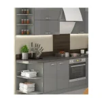 Kuhinja ELITE 350 . Kuhinjski blok ELITE 350 cm je dobavljiv v več barvah. Debelina delovnega pulta je 28 mm. Kuhinja je izdelana iz oplemenitenih ivernih