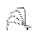 Kuhinjska armatura COL . Kuhinjska armatura COL je visokotlačna. Narejena je iz kroma. Armatura ima možnost montaže pod oknom. Dimenzije so 19,7 x 31 cm.