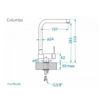 Kuhinjska armatura COL . Kuhinjska armatura COL je visokotlačna. Narejena je iz kroma. Armatura ima možnost montaže pod oknom. Dimenzije so 19,7 x 31 cm.