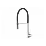 Kuhinjska armatura ELI . Kuhinjska armatura ELI je visokotlačna in izvlečna. Narejena je iz kroma. Dimenzije so 21 x 45 cm. Dobavljiva je v barvi kot na