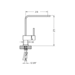 Kuhinjska armatura LA . Kuhinjska armatura AL je visokotlačna. Narejena je iz kroma. Dimenzije so 21 x 28,5.