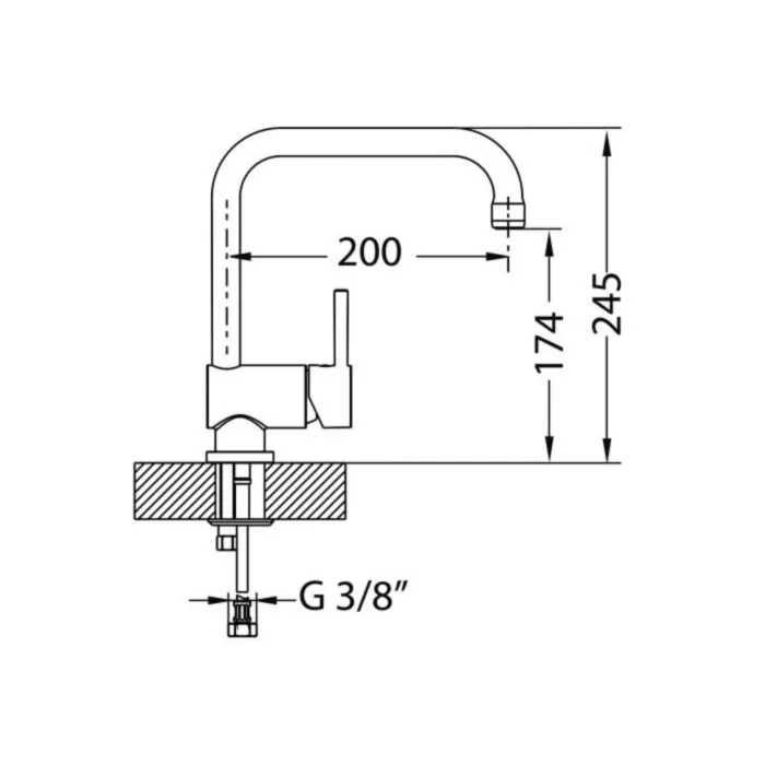 Kuhinjska armatura Q Kuhinjska armatura Q . Kuhinjska armatura Q je visokotlačna. Narejena je iz kroma. Dimenzija je 20 x 24,5.