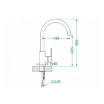 Kuhinjska armatura SAN . Kuhinjska armatura SAN je iz granitala. Dimenzije so 19,9 x 36,0 cm. Barva: - beige - črn