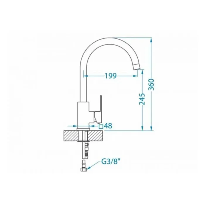 Kuhinjska armatura SAN Kuhinjska armatura SAN . Kuhinjska armatura SAN je iz granitala. Dimenzije so 19,9 x 36,0 cm. Barva: - beige - črn