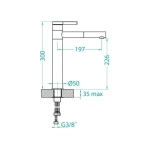 Kuhinjska armatura ZI . Kuhinjska armatura ZI je iz kroma in granitala. Armatura je visokotlačna. Dimenzije so 19,4 x 20,2 cm. Barva: - bela - beige - temno