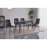 Kuhinjska garnitura MILA siva . Kuhinjska garnitura vsebuje set jedilne mize SANIE ter 4 jedilne stole MILA v sivi barvi. Kuhinjska jedilna miza SANIE je