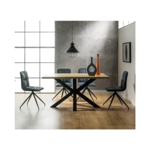 Kuhinjska jedilna miza BOSS furnir . Moderna miza BOSS v kombinaciji kovinskega podnožja in plošče v hrastovem furnirju. Miza je zelo stabilna in kvalitetno