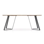 Kuhinjska jedilna miza GAJA . Moderna miza GAJA v kombinaciji kovinskega podnožja in plošče v orehovem laminiranem MDF-ju. Miza je zelo stabilna in