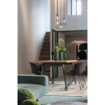 Kuhinjska miza ARON 160X90 . Kuhinjska miza ARON 160X90 je rustikalna miza, naravnega videza. Mizna plošča je narejena iz akacijevega lesa z kovinskimi