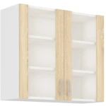 Kuhinjski blok ARA 260 . Kuhinjski blok ARA 260 cm je dobavljiva v sonoma/beli barvi. Debelina delovnega pulta je 28 mm. Kuhinja je izdelana iz oplemenitenih