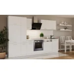 Kuhinjski blok CALIFORNIA BELA 300cm z vgradnimi aparati . Kuhinjski blok CALIFORNIA 300 cm z vgradnimi aparati je izdelana iz oplemenitenih ivernih plošč