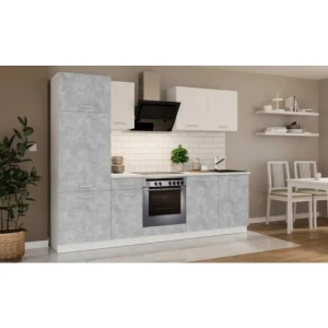 Kuhinjski blok CALIFORNIA BETON 260 cm z vgradnimi aparati . Kuhinjski blok CALIFORNIA 260 cm z vgradnimi aparati je izdelana iz oplemenitenih ivernih plošč