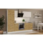 Kuhinjski blok CALIFORNIA HRAST 260 cm z vgradnimi aparati . Kuhinjski blok CALIFORNIA 260 cm z vgradnimi aparati je izdelana iz oplemenitenih ivernih plošč