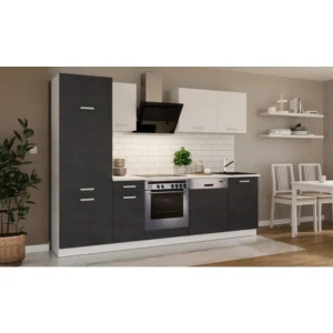 Kuhinjski blok CALIFORNIA MATERA 270 z vgradnimi aparati . Kuhinjski blok CALIFORNIA 270 cm z vgradnimi aparati je izdelana iz oplemenitenih ivernih plošč