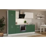 Kuhinjski blok CALIFORNIA ZELENA 260 cm z vgradnimi aparati . Kuhinjski blok CALIFORNIA 260 cm z vgradnimi aparati je izdelana iz oplemenitenih ivernih plošč