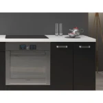 Kuhinjski blok DELTA 2 240 . Kuhinjski blok DELTA 2 240 cm je dobavljiva v črnobeli mat barvi. Korpusi so iz laminirane plošče debeline 18 mm. Vrata