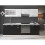 Kuhinjski blok DELTA 240 cm z vgradnimi aparati . Kuhinjski blok DELTA 240 cm z vgradnimi aparati je izdelana iz oplemenitenih ivernih plošč debeline 16 mm