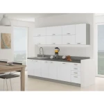 Kuhinjski blok ELITE 260 . Kuhinjski blok ELITE 260 cm je dobavljiv v več barvah. Debelina delovnega pulta je 28 mm. Kuhinja je izdelana iz oplemenitenih