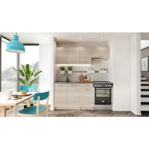 Kuhinjski blok ELLA 180 . Kuhinjski blok ELLA 180 dobavljiv v sonoma barvi. Korpusi so iz laminirane plošče debeline 16 mm. Laminirane plošče so