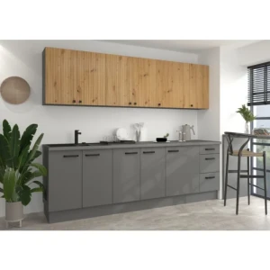 Kuhinjski blok HAJDI 260 . Kuhinjski blok HAJDI 260 je narejen iz kvalitetne laminirane plošče debeline 16 mm s ABS robovi. Debelina delovnega pulta je 38 mm