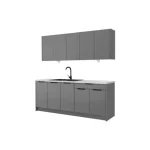 Kuhinjski blok JAGODA siva 200 . Kuhinjski blok JAGODA 200 cm je modernega dizajna v sivi mat barvi. Stranice so narejene iz laminirane plošče debeline 16