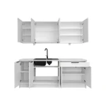 Kuhinjski blok JAGODA siva 200 . Kuhinjski blok JAGODA 200 cm je modernega dizajna v sivi mat barvi. Stranice so narejene iz laminirane plošče debeline 16