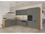 Kuhinjski blok LIMA 210 x 350 cm je dobavljiva v sivi barvi. Debelina delovnega pulta je 38 mm. Fronte kuhinje imajo MDF rob. Kuhinja je izdelana iz