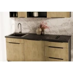 Kuhinjski blok MONIKA 180cm . Kuhinjski blok MONIKA 180 cm je kuhinja v kombinaciji hrasta in črne barve. Kuhinja je izdelana iz oplemenitenih ivernih plošč