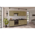 Kuhinjski blok MONIKA 260 cm z vgradnimi aparati . Kuhinjski blok MONIKA 260 cm z vgradnimi aparati je kuhinja v kombinaciji hrasta in črne barve. Kuhinja je