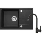 Kuhinjski blok MONIKA 260 cm z vgradnimi aparati . Kuhinjski blok MONIKA 260 cm z vgradnimi aparati je kuhinja v kombinaciji hrasta in črne barve. Kuhinja je