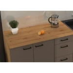 Kuhinjski blok OMIA 260 2 . Kuhinja OMIA 260 2 je kuhinja, katera bo prinesla svežino v vaš dom. Dobavljiva je v moderni taupe/hrast barvi. Debelina